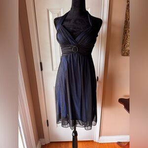 City Triangles Elegant Knee Length Black Halter Dress